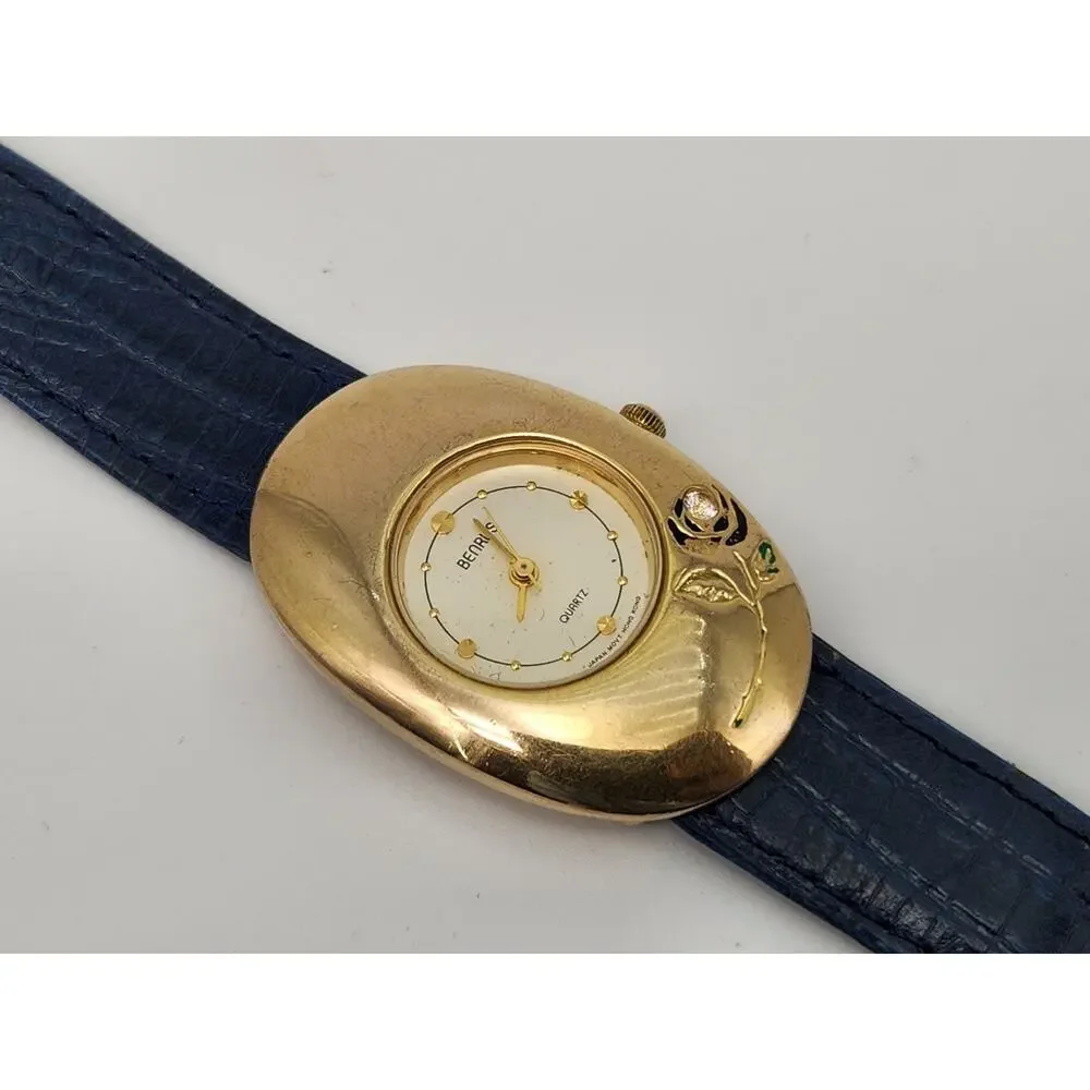 Rare Vintage Benrus Goldtone Rose Bezel Watch for Ladies Luxury Dress Watch